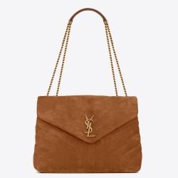 Saint Laurent Loulou Medium Bag In Brown Suede Leather YSLBS81190