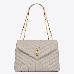 Saint Laurent Loulou Medium Bag In White Matelasse Leather YSLBS81193