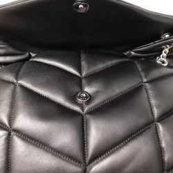 Saint Laurent Loulou Puffer Medium Bag In Black Lambskin YSLBS81194