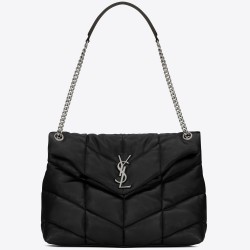 Saint Laurent Loulou Puffer Medium Bag In Black Lambskin YSLBS81194