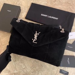 Saint Laurent Loulou Puffer Medium Bag In Black Suede YSLBS81195