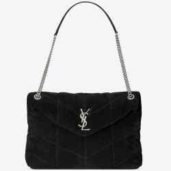 Saint Laurent Loulou Puffer Medium Bag In Black Suede YSLBS81195