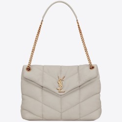 Saint Laurent Loulou Puffer Medium Bag In Ivory Lambskin YSLBS81196