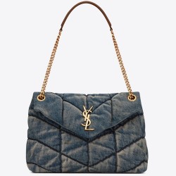 Saint Laurent Loulou Puffer Medium Bag In Vintage Denim YSLBS81198