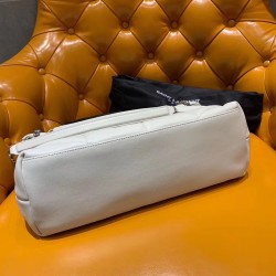 Saint Laurent Loulou Puffer Medium Bag In White Lambskin YSLBS81199