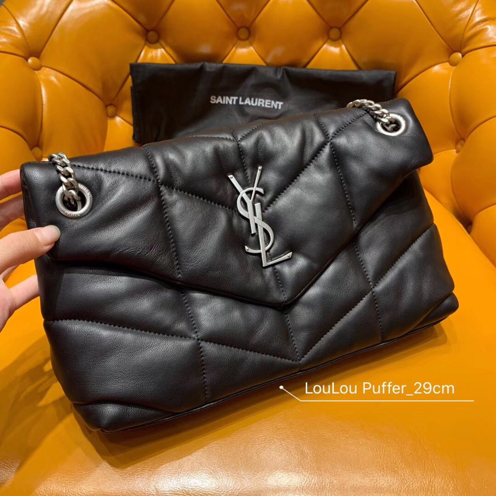 Saint Laurent Loulou Puffer Small Bag In Black Lambskin YSLBS81201