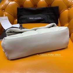 Saint Laurent Loulou Puffer Small Bag In White Lambskin YSLBS81206