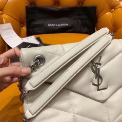 Saint Laurent Loulou Puffer Small Bag In White Lambskin YSLBS81206