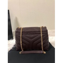 Saint Laurent Loulou Small Bag In Burgundy Matelasse Leather YSLBS81213