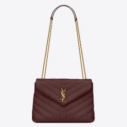 Saint Laurent Loulou Small Bag In Burgundy Matelasse Leather YSLBS81213