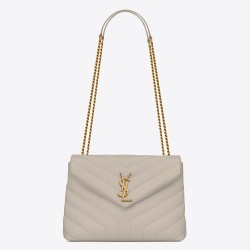 Saint Laurent Loulou Small Bag In White Matelasse Leather YSLBS81218