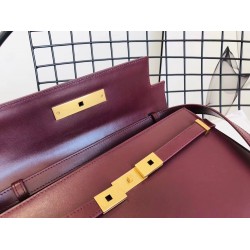 Saint Laurent Manhattan Baguette Bag In Bordeaux Leather YSLBS81225