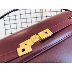 Saint Laurent Manhattan Baguette Bag In Bordeaux Leather YSLBS81225