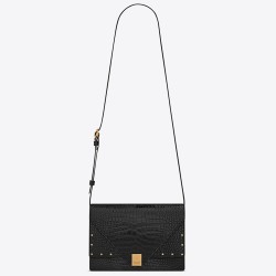 Saint Laurent Margaux Satchel In Black Crocodile Embossed Leather YSLBS81228