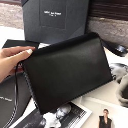 Saint Laurent Medium Bellechasse Bag In Black Leather And Taupe Suede YSLBS81231