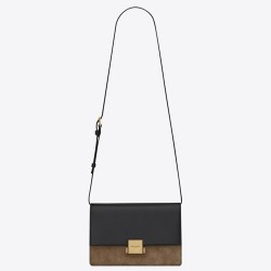 Saint Laurent Medium Bellechasse Bag In Black Leather And Taupe Suede YSLBS81231