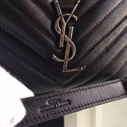 Saint Laurent Medium College Bag In Black Goatskin Leather YSLBS81232