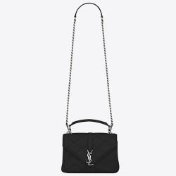 Saint Laurent Medium College Bag In Black Matelasse Leather YSLBS81233