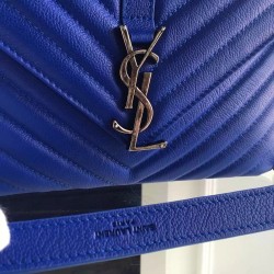 Saint Laurent Medium College Bag In Blue Goatskin Leather YSLBS81234