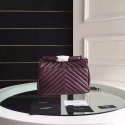 Saint Laurent Medium College Bag In Bordeaux Goatskin Leather YSLBS81235