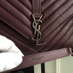 Saint Laurent Medium College Bag In Bordeaux Goatskin Leather YSLBS81235