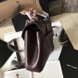 Saint Laurent Medium College Bag In Bordeaux Matelasse Leather YSLBS81236