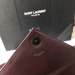 Saint Laurent Medium College Bag In Bordeaux Matelasse Leather YSLBS81236