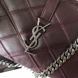 Saint Laurent Medium College Bag In Bordeaux Matelasse Leather YSLBS81236