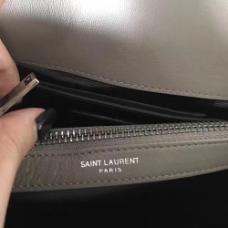 Saint Laurent Medium College Bag In Grey Matelasse Leather YSLBS81237