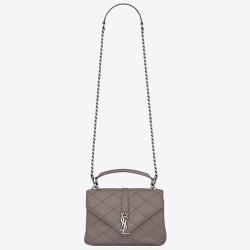 Saint Laurent Medium College Bag In Grey Matelasse Leather YSLBS81237