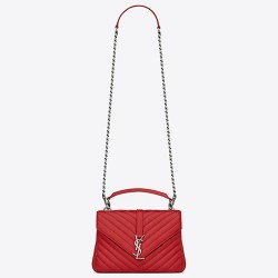 Saint Laurent Medium College Bag In Red Goatskin Leather YSLBS81238