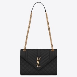 Saint Laurent Medium Envelope Bag In Black Grained Leather YSLBS81242