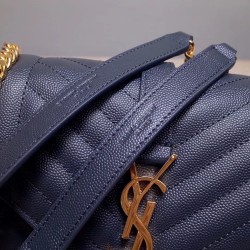 Saint Laurent Medium Envelope Bag In Navy Blue Grained Leather YSLBS81247