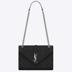 Saint Laurent Medium Envelope Bag In Noir Grained Leather YSLBS81248