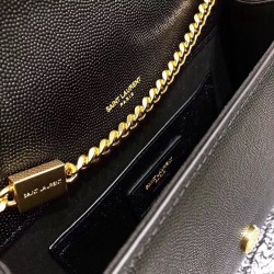 Saint Laurent Medium Kate Bag In Black Grained Leather YSLBS81253