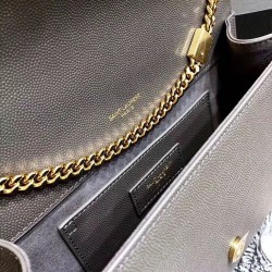 Saint Laurent Medium Kate Bag In Grey Grained Leather YSLBS81255