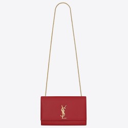 Saint Laurent Medium Kate Bag In Red Grained Leather YSLBS81256