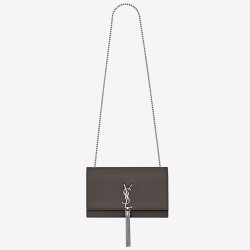 Saint Laurent Medium Kate Bag With Tassel In Grey Grained Leather YSLBS81261