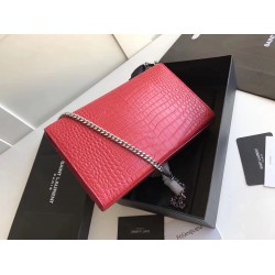 Saint Laurent Medium Kate Bag With Tassel In Red Croc-Embossed Leather YSLBS81263