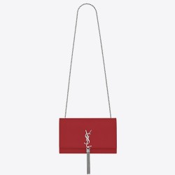 Saint Laurent Medium Kate Bag With Tassel In Red Grained Leather YSLBS81264