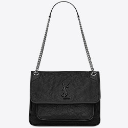 Saint Laurent Medium Niki Bag In Black Crinkled Leather YSLBS81269