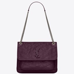 Saint Laurent Medium Niki Bag In Prunia Crinkled Leather YSLBS81278