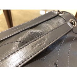 Saint Laurent Medium Niki Bag In Storm Gray Crinkled Leather YSLBS81281