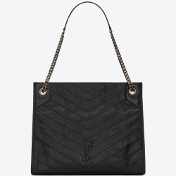 Saint Laurent Medium Niki Shopping Bag In Black Leather YSLBS81287