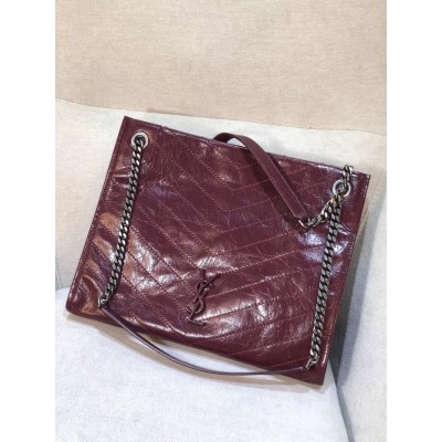 Saint Laurent Medium Niki Shopping Bag In Bordeaux Leather YSLBS81288