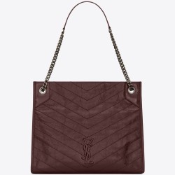 Saint Laurent Medium Niki Shopping Bag In Bordeaux Leather YSLBS81288