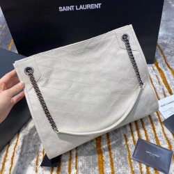 Saint Laurent Medium Niki Shopping Bag In White Leather YSLBS81001