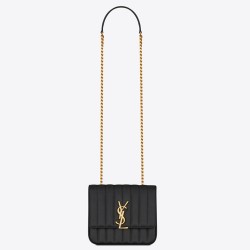 Saint Laurent Medium Vicky Bag In Black Grained Leather YSLBS81297