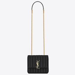 Saint Laurent Medium Vicky Bag In Black Lambskin YSLBS81298