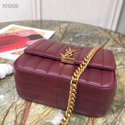 Saint Laurent Medium Vicky Bag In Bordeaux Lambskin YSLBS81300